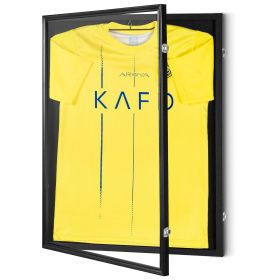 Jersey Display Frame Case, 24 x 32 x 1.5 in, Large Lockable Sport Jersey Shadow Box with 98% UV Protection PC Glass and Hangers
