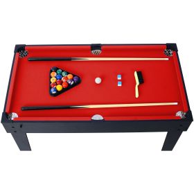 5-in-1 Multi-Game Table - Billiards, Push Hockey, Foosball, Ping Pong, and Basketball black/red 5-in-1 Multi-Game Table - Billiards, Push Hockey, Foosball, Ping Pong, and Basketball black/red