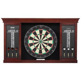 Dartboard and Cabinet Set, Ready-to-Play Bundle Official Size Dartboard Cabinet Set, Steel Tip Dart Cabinet, Features Easy Assembly