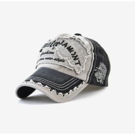 Embroidered Men's Outdoor Leisure Tiger Head Sun Hat (Option: Black)