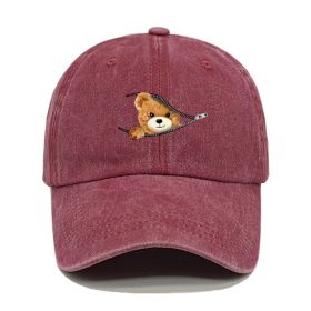 Cotton Retro Washed Sun Outdoor Fishing Hat (Option: Wine Red-M)